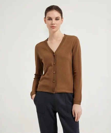 BC-446 In Stock Simple Solid V Neck Single Breasted Clothes Women Cardigan Sweater Cardigan Sweaters Cashmere Sweater Women