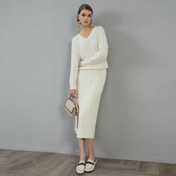 BC723 High Quality Luxury Women's Clothing 100% Cashmere V neck Pullover Knitted Hooded Sweater - Image 5