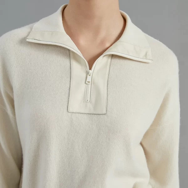 BC902 High quality luxury women's lapel pullover long sleeve autumn/winter 100% cashmere sweater - Image 3