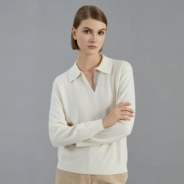 BC746 High Quality Luxury Women's Clothing 100% Cashmere polo shirts Pullover Knitted Sweater - Image 4