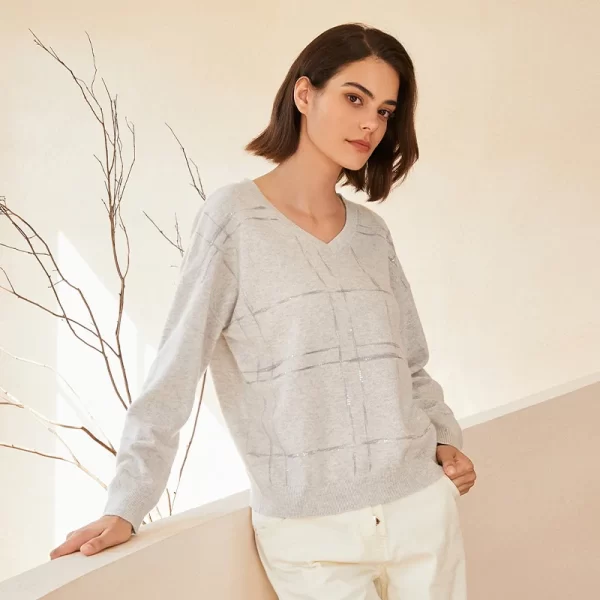 BC-243 100% Cashmere Clothes Knitted Tops For Women Knitted Jumper Knitted Clothing Knitted Sweater - Image 3