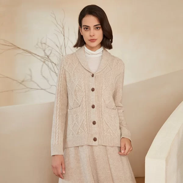 BC-298 Single Breasted Turn-Down Collar 7GG 2/26NM 100% Wool Clothes Knitwear Women Wool Cardigan Knit Sweater Cardigan Women - Image 6