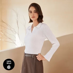 BC-326 Turn-Down Collar 60Nm 100% Merino Wool Women Knitwear Sweater Women's Sweaters Knit Sweater Clothes