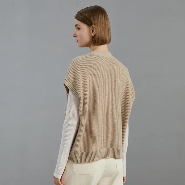 BC774 High Quality Luxury Women's Clothing 100% Cashmere Knit Vest Sweater Sleeveless Cardigan - Image 5