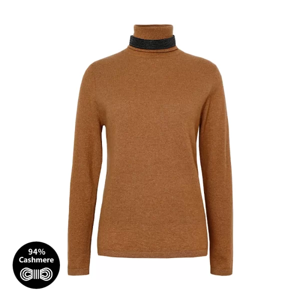 BC-436 In Stock Luxury Turtleneck Neckhole Long Sleeved Knitwear Women Knit Tops Cashmere Knit Woman Knitwear Clothes - Image 2
