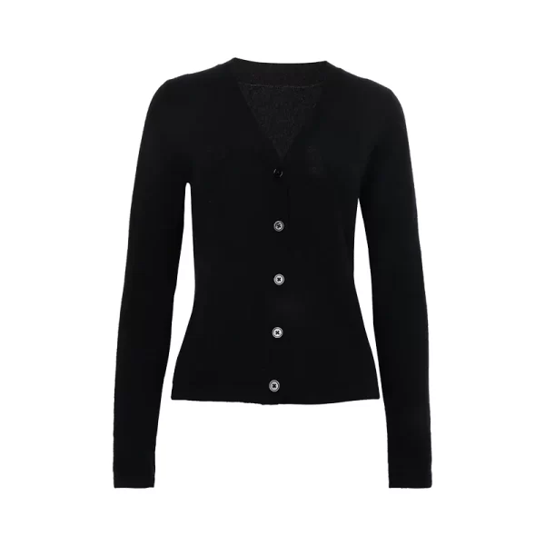 BC-446 In Stock Simple Solid V Neck Single Breasted Clothes Women Cardigan Sweater Cardigan Sweaters Cashmere Sweater Women - Image 3
