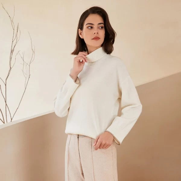 BC-286 Luxury Women's Clothing High Quality Ladies Knitted Jumper Turtleneck 100% Cashmere Sweater Women - Image 3