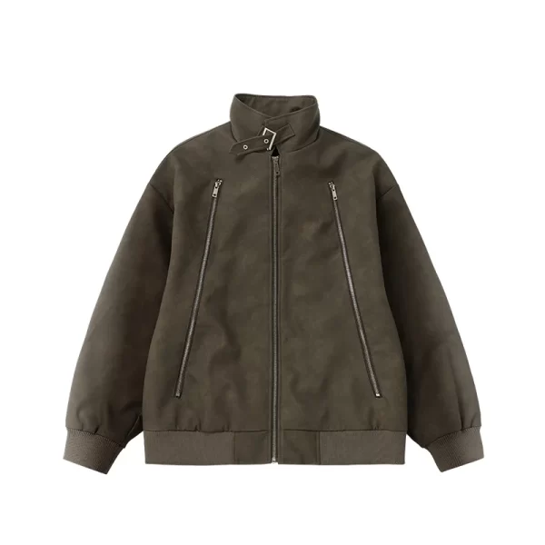 Men's Winter Jacket Baggy Casual Zipper PU leather jacket New in High Street fashion Stand collar American style coat for men - Image 5
