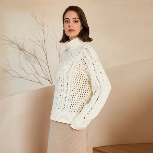 BC-348 In Stock Turtleneck Clothes 100% Wool Cardigan Sweater Western Sweater Women's Jumper Knitted Jumper - Image 3