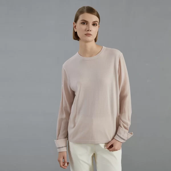 BC716 luxury brand women's Clothing Autumn thin loose knitted pullover Ladies 100% merino wool sweaters - Image 2