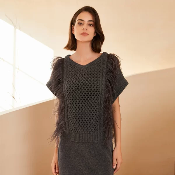 BC-308 V Neck 100% Cashmere Clothes Jumper For Women Pullover Sweater Women's Sweaters Cashmere Sweater Knitted Vest - Image 4