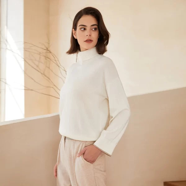 BC-286 Luxury Women's Clothing High Quality Ladies Knitted Jumper Turtleneck 100% Cashmere Sweater Women - Image 2