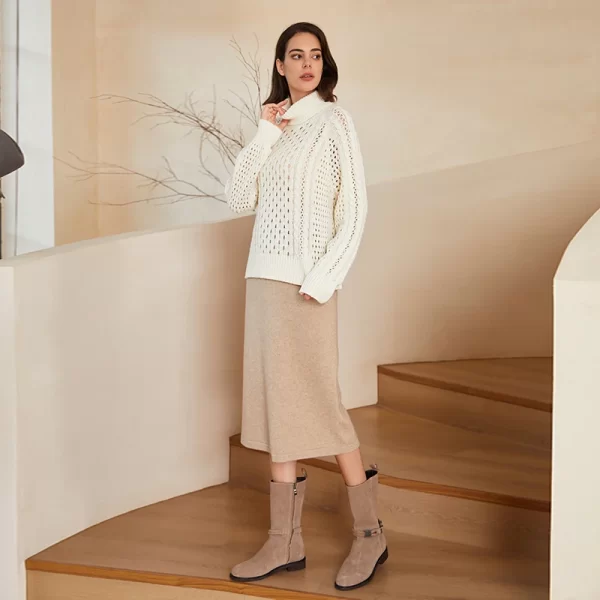 BC-348 In Stock Turtleneck Clothes 100% Wool Cardigan Sweater Western Sweater Women's Jumper Knitted Jumper - Image 2