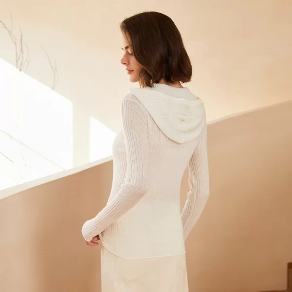 BC-315 Knitted Woollen Pullover Hooded luxury Women's Clothing Wool Thin Ladies Knit Sweater Hoodies - Image 6