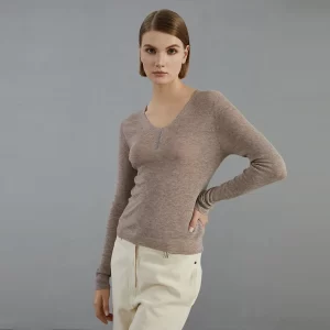 BC762 luxury brand women's Clothing Autumn thin knitted pullover Ladies bright wool sweaters