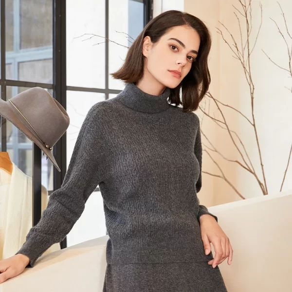 Bc-230 Luxury Womens Clothing Autumn Winter Thick Pullover Top Turtle Neck Loose 100% Cashmere Sweater for Women - Image 2