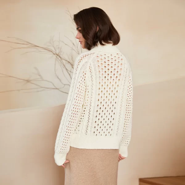 BC-348 In Stock Turtleneck Clothes 100% Wool Cardigan Sweater Western Sweater Women's Jumper Knitted Jumper - Image 6