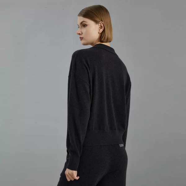 BC902 High quality luxury women's lapel pullover long sleeve autumn/winter 100% cashmere sweater - Image 5