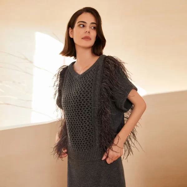 BC-308 V Neck 100% Cashmere Clothes Jumper For Women Pullover Sweater Women's Sweaters Cashmere Sweater Knitted Vest - Image 6