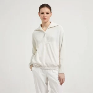 BC-360 In Stock Half Zipper Turn-Down Collar 7Gg 100% Wool Jumper For Women Women's Sweaters Cardigan Sweater Clothing