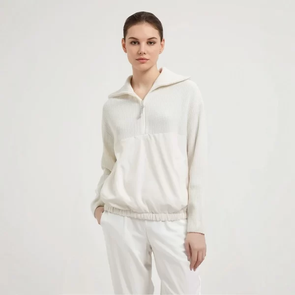 BC-360 In Stock Half Zipper Turn-Down Collar 7Gg 100% Wool Jumper For Women Women's Sweaters Cardigan Sweater Clothing