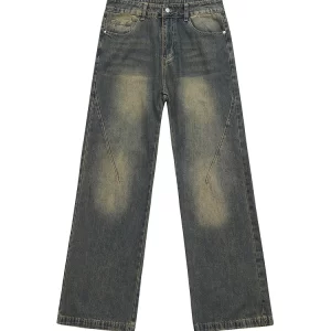 Men's Straight Jeans Baggy Autumn and Winter Stretch Make old style Fashion Wide leg pants Good quality Casual trousers