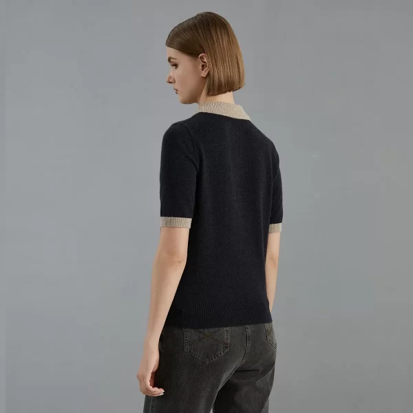 BC813 High Quality Luxury Women's Clothing 100% Cashmere polo neck Pullover Knitted Sweater - Image 5