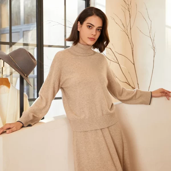 BC-286 Luxury Women's Clothing High Quality Ladies Knitted Jumper Turtleneck 100% Cashmere Sweater Women - Image 5