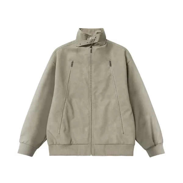 Men's Winter Jacket Baggy Casual Zipper PU leather jacket New in High Street fashion Stand collar American style coat for men - Image 3