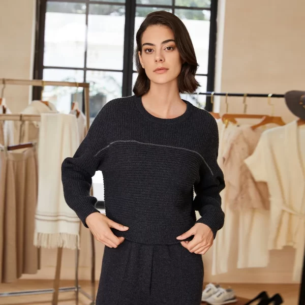 BC-211 2/26NM 7G 100% Merino Sheep Wool Clothes Women's clothing Knitted Sweater Jumper Ladies Top - Image 5