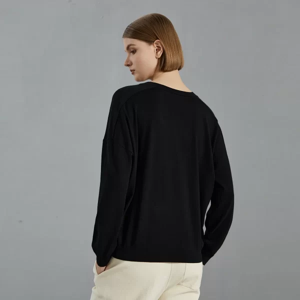 BC715 100% Merino Wool V Neck Loose thin Knit pullover Sweater High Quality Luxury Brand Womens clothing - Image 4