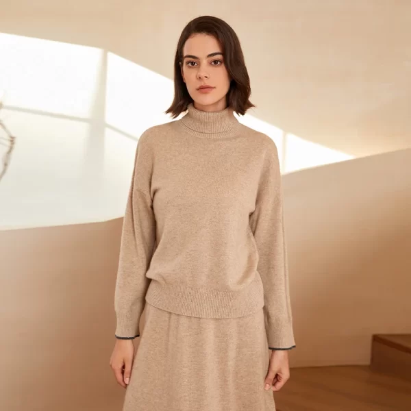 BC-286 Luxury Women's Clothing High Quality Ladies Knitted Jumper Turtleneck 100% Cashmere Sweater Women - Image 4