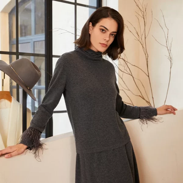 1714 In Stock Long Sleeved Tassel Turtleneck 100% Cashmere Clothes Sweater Knit Jumper Luxury Sweater Womens Sweater Top - Image 4