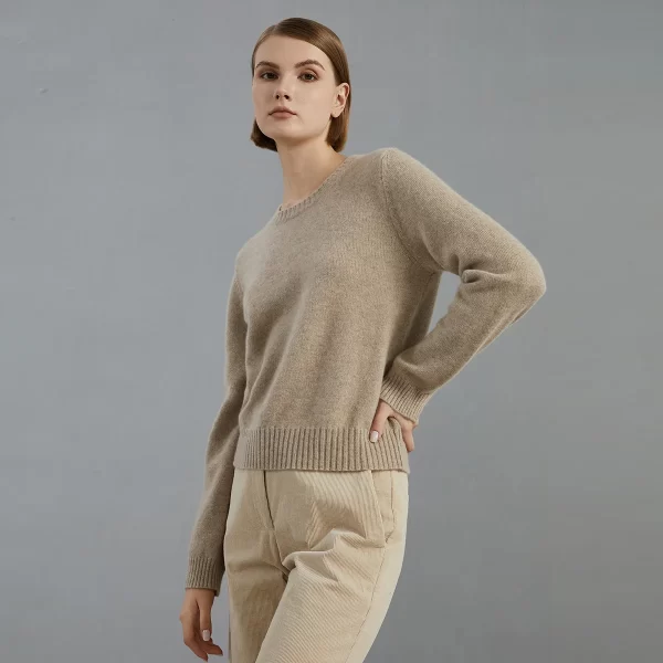 BC748 High Quality Luxury Women's Clothing 100% Cashmere crew neck Pullover Knitted Sweater winter - Image 2