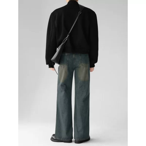Men's Casual Jeans Baggy Wide Leg Autumn and Winter Trousers Straight Crease Korean Style High Street Fashion Pants For Men - Image 2
