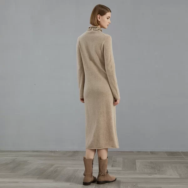 BC810 100% cashmere autumn winter turtle neck dress high quality luxury women's clothing - Image 4