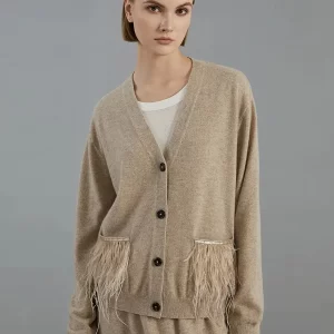 BC757 High quality luxury women's design sense high neck 100% cashmere cardigan sweater