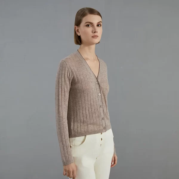 BC685 Autumn thin long-sleeved knitted cardigan luxury brand women's bright wool sweater - Image 2