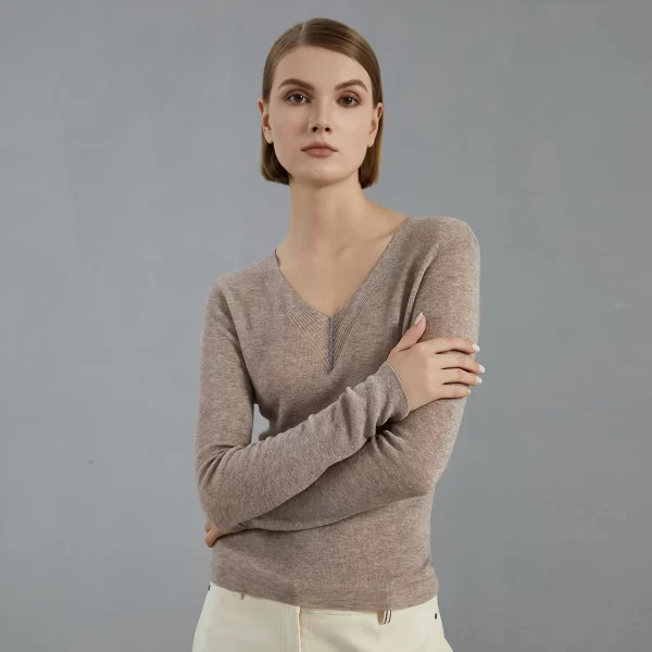 BC762 luxury brand women's Clothing Autumn thin knitted pullover Ladies bright wool sweaters - Image 2