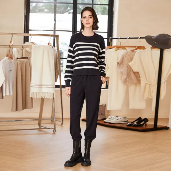 BC-274 Crew Collar 100% Pure Consinee Cashmere Sweater Knitwear Women's clothing Clothes Striped Pullover Jumper - Image 6