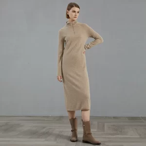 BC810 100% cashmere autumn winter turtle neck dress high quality luxury women's clothing