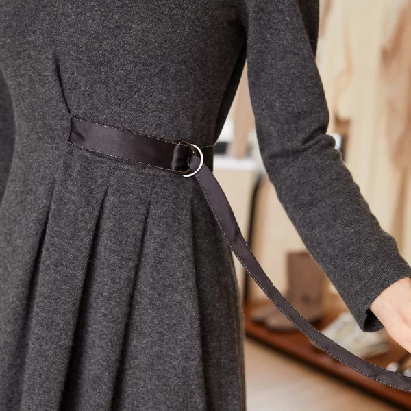 1712 High Quality Luxury Clothing Ladies Design 12gg 100% Consinee Cashmere Casual Midi Dress For Women Elegant - Image 6