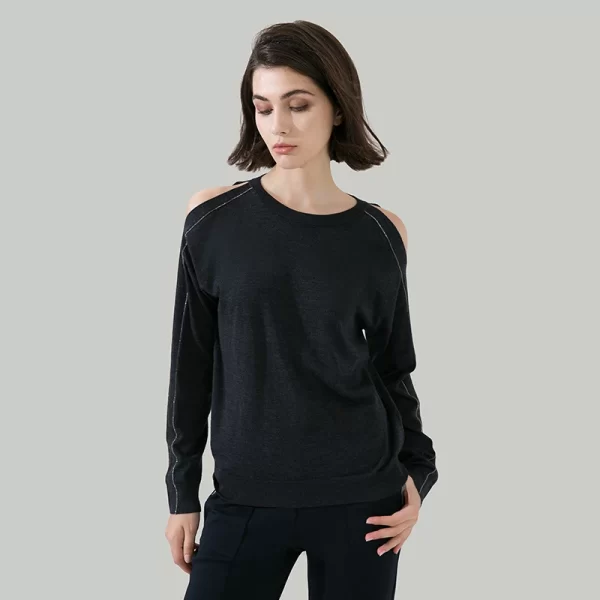 1604 100% Wool Pullover Off shoulder thin loose top Sweater For Women Ladies autumn Cloths luxury Women's Clothing - Image 3