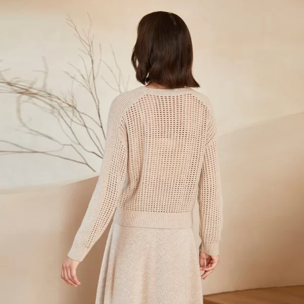BC-317 Thick Cut Out Round Neck 100% Pure Wool Clothes Women's Pullover Top Knitted Sweater Women's Sweaters Woolen Sweater - Image 5