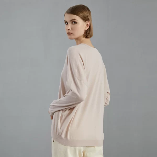 BC715 100% Merino Wool V Neck Loose thin Knit pullover Sweater High Quality Luxury Brand Womens clothing - Image 2