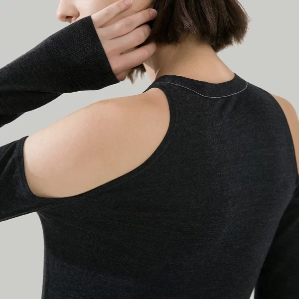 1612 100% Wool Pullover Off shoulder thin top Sweater For Women Ladies autumn Cloths luxury Women's Clothing - Image 3