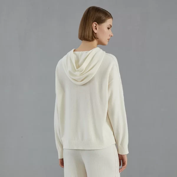 BC828 High Quality Luxury Women's Clothing 100% Cashmere Pullover Knitted Hooded Sweater - Image 4
