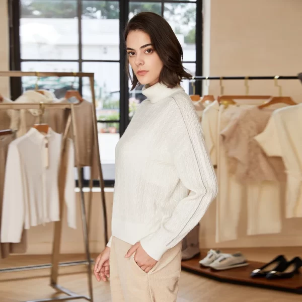 Bc-230 Luxury Womens Clothing Autumn Winter Thick Pullover Top Turtle Neck Loose 100% Cashmere Sweater for Women - Image 5
