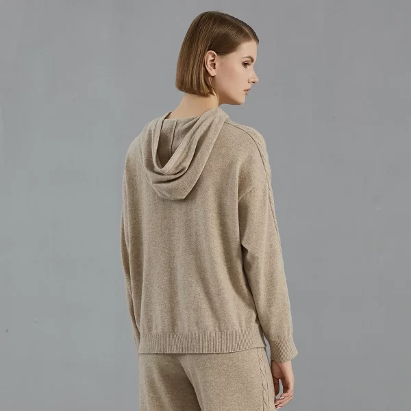 BC828 High Quality Luxury Women's Clothing 100% Cashmere Pullover Knitted Hooded Sweater - Image 2