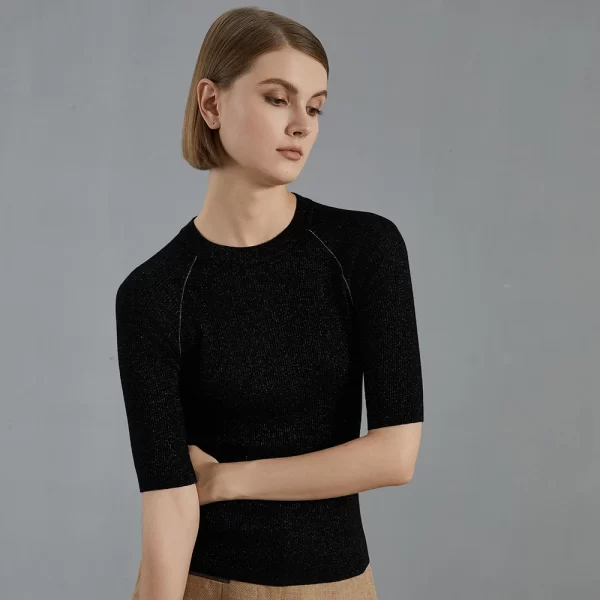 BC677 68.9% wool high-end mid sleeve woolen knitted sweater for women Thin pullover Luxury womens Clothing - Image 4